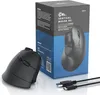 A black vertical mouse and its packaging are displayed on a white surface with a light gray background. Produktbild-Vorschau