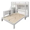 A white bunk bed with a lower full-size bed, an upper twin-size bed, stairs with storage, and a desk. Anteprima dell’immagine prodotto