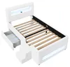 Polsterbett 90x200 cm mit Schublade, LED im Kopf- und Produktbild-Vorschau 13