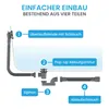 Diagram showing the installation of a bathtub drain assembly. Produktbild-Vorschau