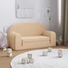 vidaXL Kinder-Schlafsofa 2-Sitzer Creme Weicher Plüsch Produktbild-Vorschau 2