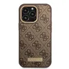 A brown phone case with a repeating Guess logo pattern and a gold accent plate. Podgląd zdjęcia produktu