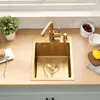 Einbauspüle gold 35x50 cm, Edelstahl 16 Gauge, Aufsatzmontage, mit Abtropfsieb Produktbild-Vorschau