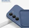 A close-up view of a blue smartphone case, showing the camera cutout and the interior texture. Produktbild-Vorschau