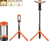 A product image showing a portable LED work light with a tripod stand, and a separate view of the light unit itself. There are also three small inset images showing different light color temperatures. Náhled obrázku produktu