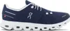 A side view of a navy blue and white running shoe. Voir les images du produit