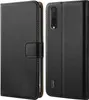 A black flip case for a smartphone is shown from two angles. Produktbild-Vorschau