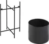A black metal plant stand and a black cylindrical pot are shown against a white background. Náhled obrázku produktu