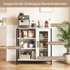 COSTWAY Sideboard Holz, Küchenschrank mit Tür, Ablagen & Produktbild-Vorschau 4