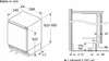 Diagrams showing dimensions and installation details for a built-in refrigerator. Podgląd zdjęcia produktu