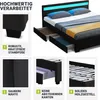 Juskys Polsterbett Lyon 140 x 200 cm schwarz – Bettgestell Produktbild-Vorschau 5