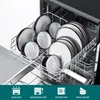 A dishwasher rack filled with plates and bowls. Produktbild-Vorschau
