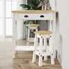 vidaXL Juego de 3 piezas para bar, color blanco, madera Vista previa de la imagen del producto 3