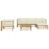 6-tlg. Garten-Lounge-Set mit Cremeweißen Kissen Bambus Produktbild-Vorschau 2