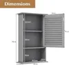 A diagram showing the dimensions of a gray bathroom wall cabinet. Podgląd zdjęcia produktu