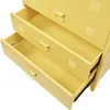 A close-up view of the open drawers of a yellow metal cabinet. Voir les images du produit