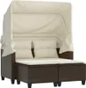 vidaXL Gartensofa 2-Sitzer mit Dach und Hockern Braun Poly Produktbild-Vorschau 1