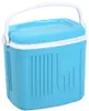 A light blue cooler box with a white handle and trim, shown against a white background. Voir les images du produit
