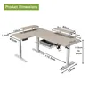 Diagram showing the dimensions of an L-shaped standing desk. Anteprima dell’immagine prodotto
