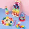 Drevené hračky edukačný set 5v1 xylofón hodiny labyrint pre Náhľad obrázku produktu 2