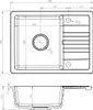 Technical drawing of a kitchen sink with dimensions. Produktbild-Vorschau