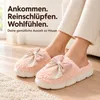 Plüsch Hausschuhe Damen mit Schleife – flauschige Produktbild-Vorschau 4