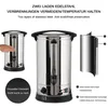 Collage of a double-layered stainless steel water boiler, showing its features and construction. Podgląd zdjęcia produktu