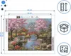 A diamond painting kit with a landscape image of a Japanese garden with a bridge and cherry blossoms. Podgląd zdjęcia produktu