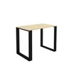 A product shot of a table with a light wood top and black legs, isolated on a white background. Náhled obrázku produktu