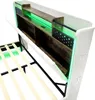 A close-up view of the headboard of a bed with built-in storage and LED lighting. Náhled obrázku produktu