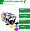 A set of ink cartridges with marketing text and color swatches. Produktbild-Vorschau