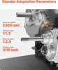 Close-up view of an engine part with technical specifications listed. Voir les images du produit