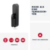 A product image featuring a black window drive with accompanying marketing text and feature icons. Produktbild-Vorschau