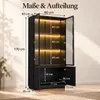 Vitrine Schwarz mit 2 Glastüren und 2 Türen, 80 x 40 x 170 Produktbild-Vorschau 6
