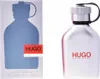 A product shot of Hugo Boss Iced Eau de Toilette for men, with the product packaging on the left and the bottle on the right. Produktbild-Vorschau