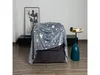 A gray blanket with white stars is draped over a dark gray chair. A small side table with a gold tray and a teal vase is next to the chair. A framed picture is on the wall behind the chair. Anteprima dell’immagine prodotto