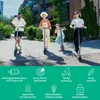 Four people riding electric scooters outdoors. Produktbild-Vorschau