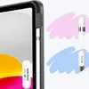 A close-up of an iPad case with an Apple Pencil attached, with abstract colorful shapes and two Apple Pencils shown on the right side. Produktbild-Vorschau
