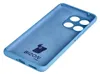 The inside of a blue phone case is shown against a white background. Produktbild-Vorschau