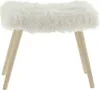 Hocker Kuschelfell Kunstfell creme weiß Holzbeine Produktbild-Vorschau 1
