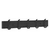 A black wooden coat rack with five metal hooks is shown against a white background. Produktbild-Vorschau