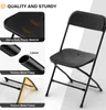 A black folding chair is shown with close-up images highlighting its features. Podgląd zdjęcia produktu