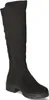 A black knee-high boot with a block heel and a lug sole, shown from the side against a white background. Voir les images du produit