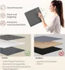 A woman is holding a dark gray storage box, with text and diagrams comparing the product's features to 'others'. Produktbild-Vorschau