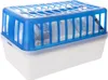 A white and blue moisture absorber container with a slatted blue lid. Podgląd zdjęcia produktu
