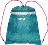 A teal drawstring backpack with a confetti pattern and pink drawstrings, shown against a white background. Náhled obrázku produktu