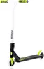 A white and black stunt scooter with green and yellow accents. Náhled obrázku produktu
