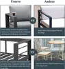 A collage of images comparing features of outdoor furniture, with text descriptions. Produktbild-Vorschau