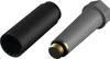 A black cylindrical object with internal grooves and a gray cylindrical object with a hexagonal head and a threaded end are shown side-by-side against a white background. Produktbild-Vorschau