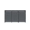 Three grey metal trash can enclosures are shown side-by-side against a white background. Produktbild-Vorschau